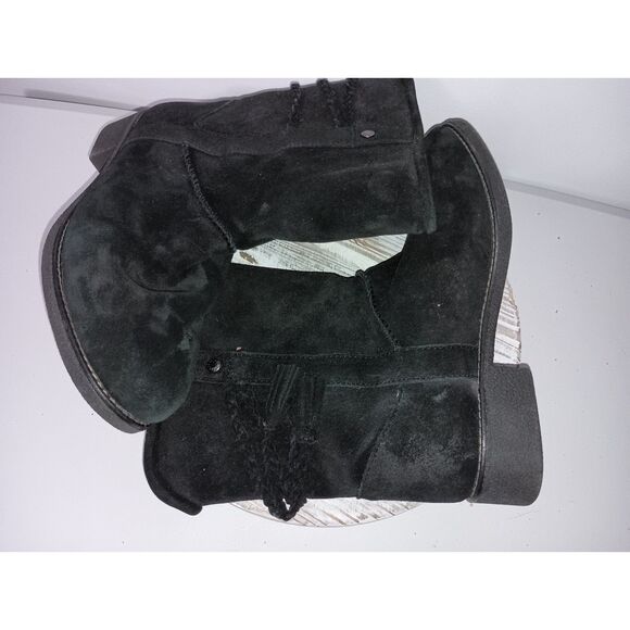 BLAINE, Black Upper Leathe/Real Sheepskin Inside Pull On Boots, Woman Size 9 - Picture 4 of 8